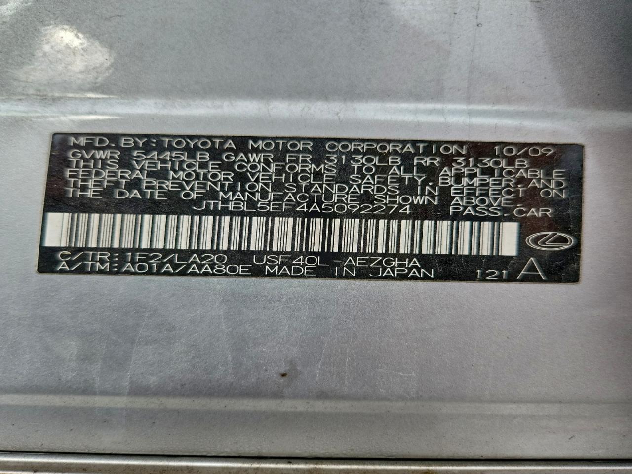 2010 LEXUS LS 460 photo 13