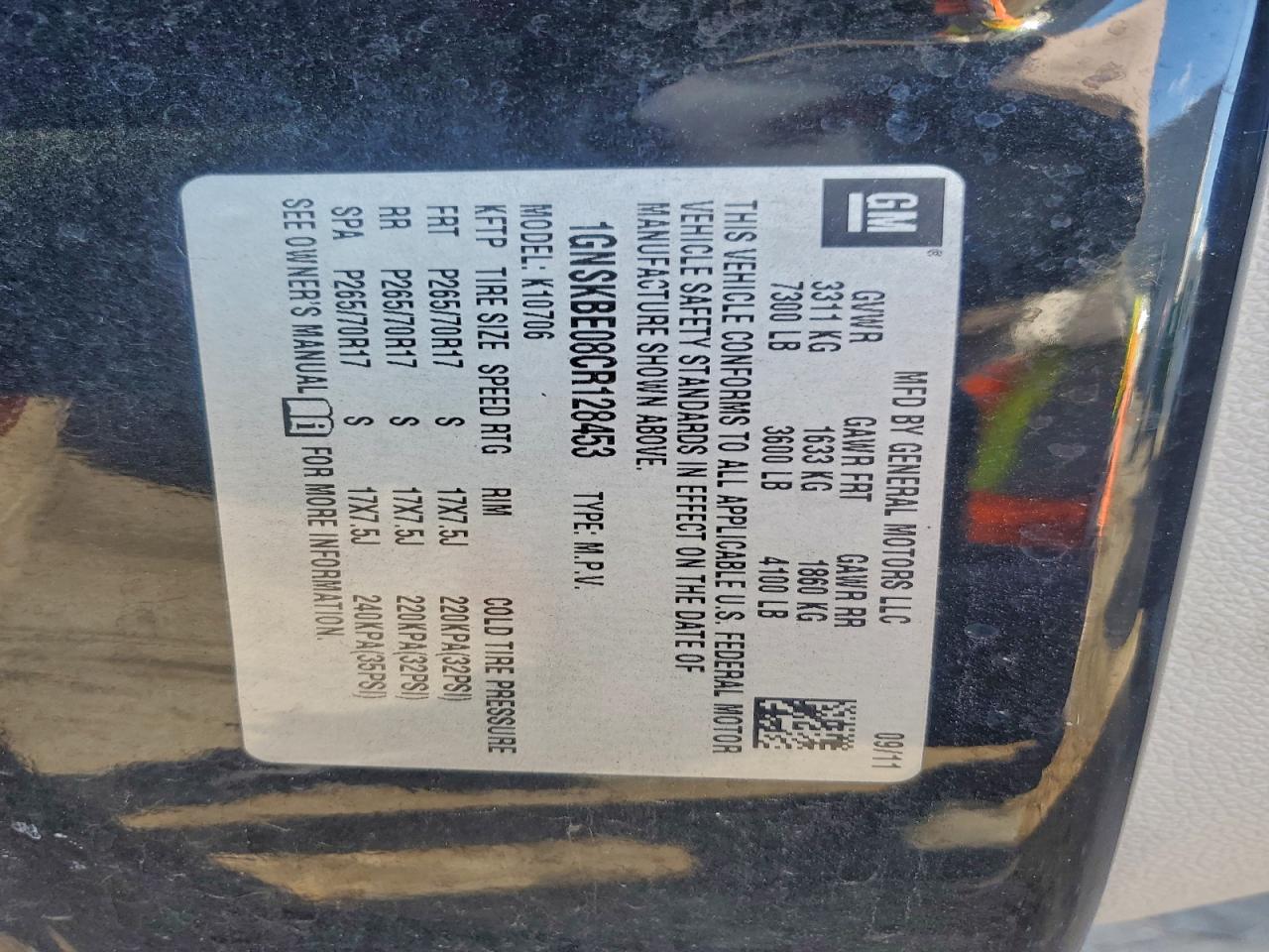 2012 CHEVROLET TAHOE K1500 LT photo 13