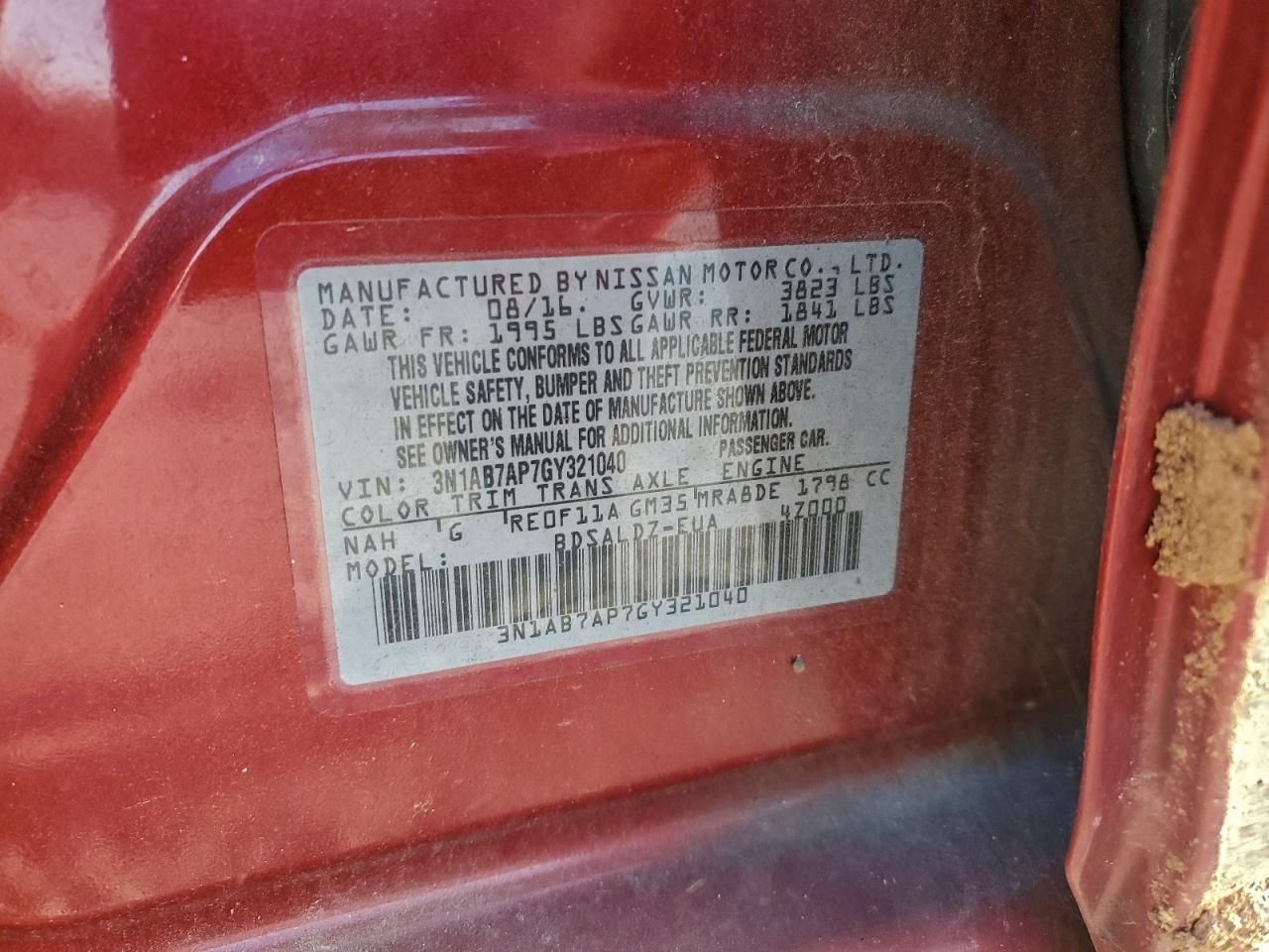 2016 NISSAN SENTRA S photo 12