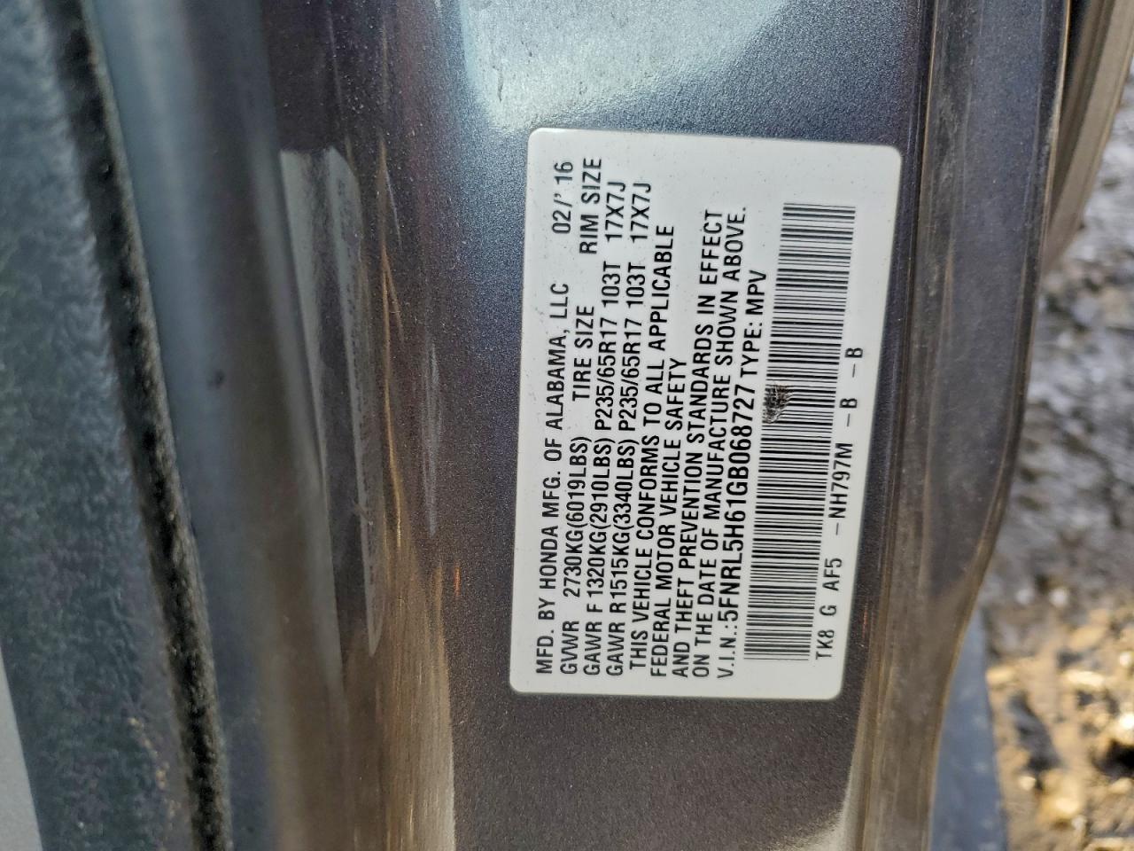2016 HONDA ODYSSEY EXL photo 13