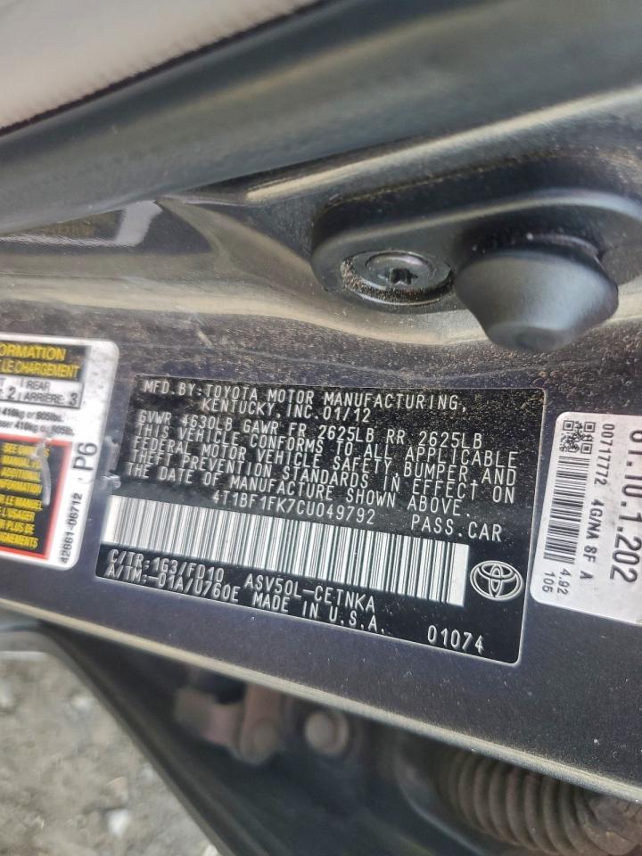 2012 TOYOTA CAMRY BASE photo 12