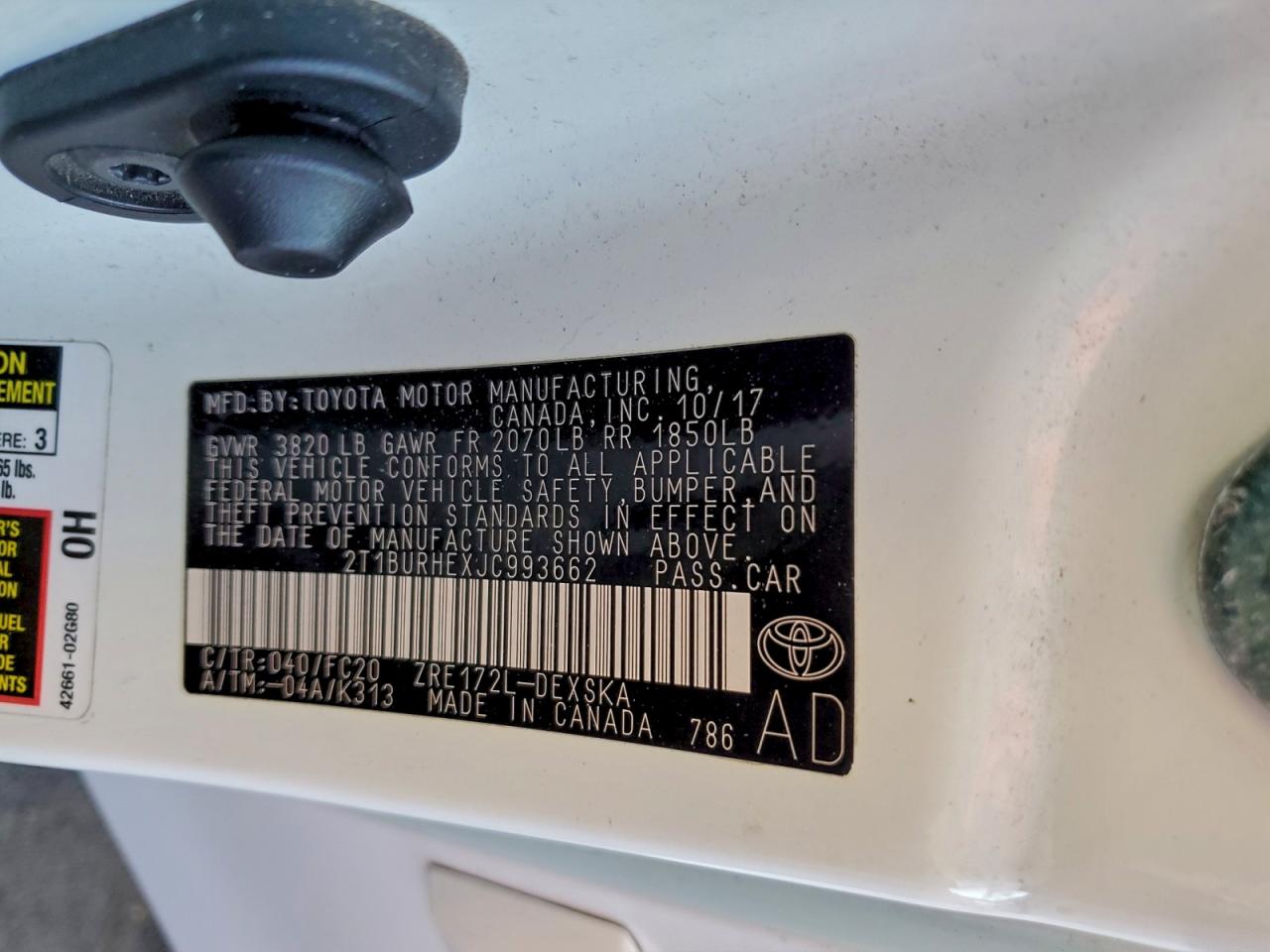 2018 TOYOTA COROLLA L photo 13