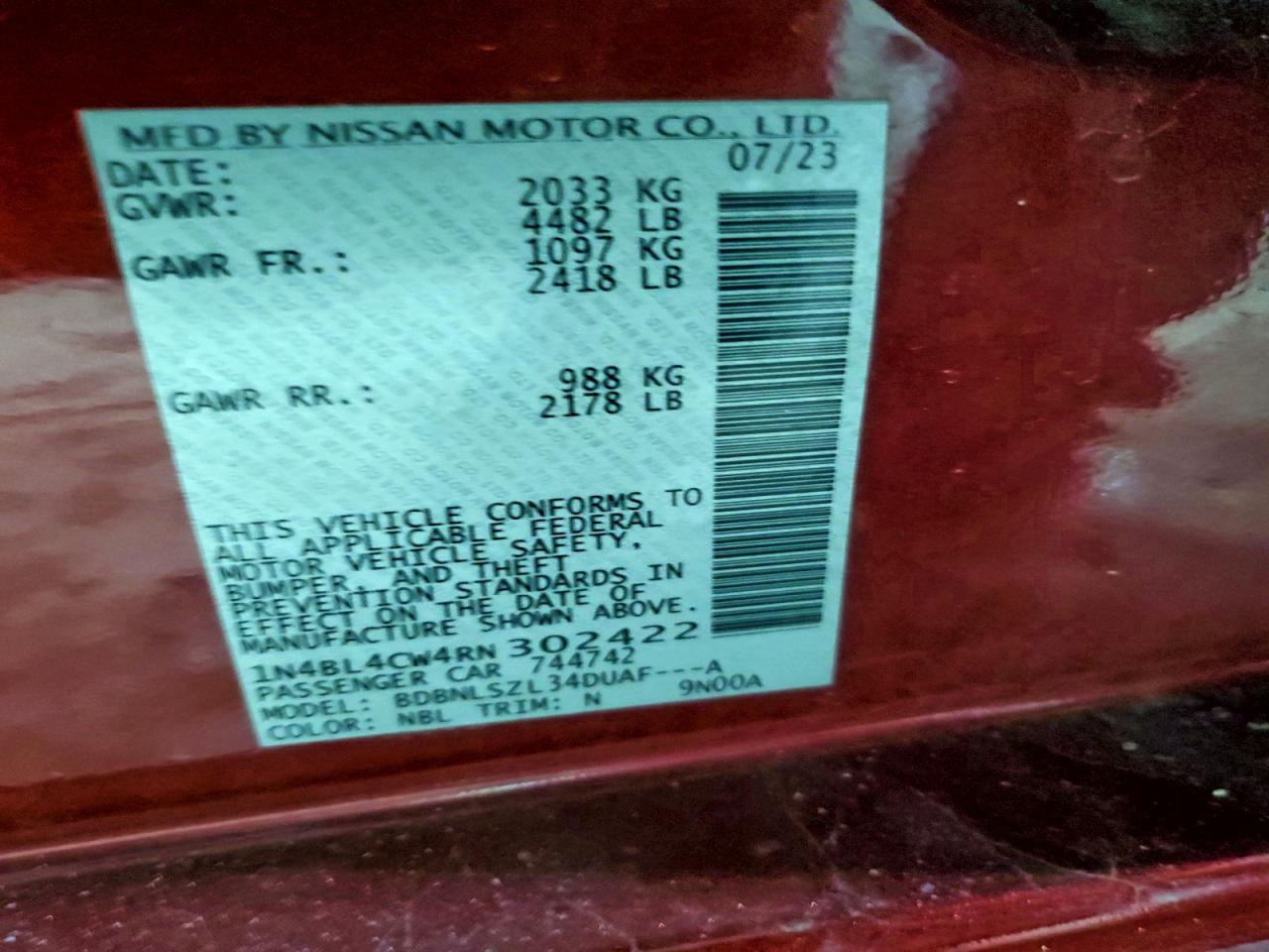 2024 NISSAN ALTIMA SR photo 13
