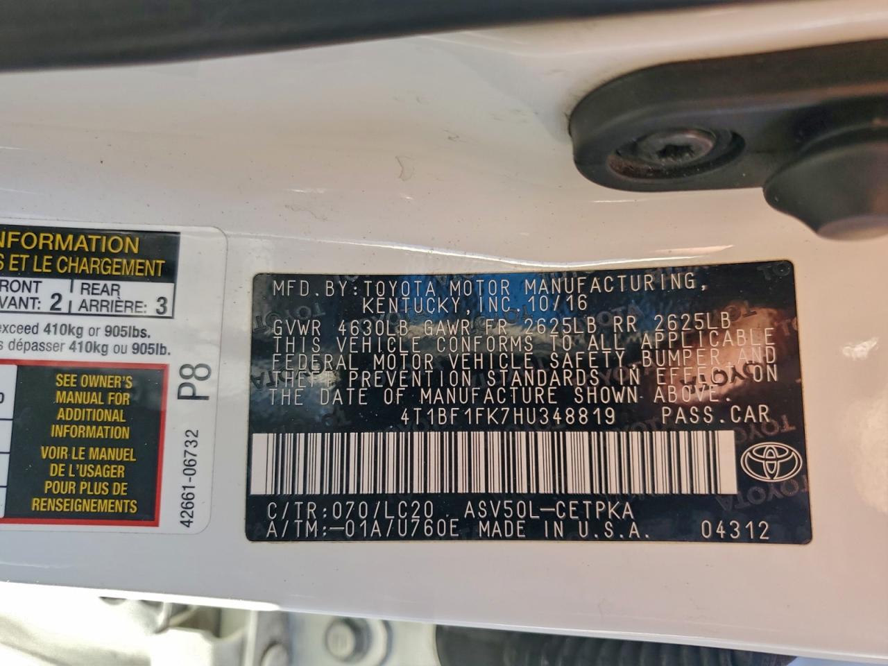 2017 TOYOTA CAMRY LE photo 13