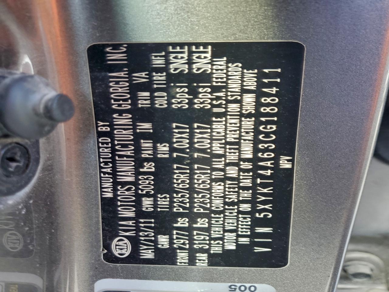 2012 KIA SORENTO BASE photo 13