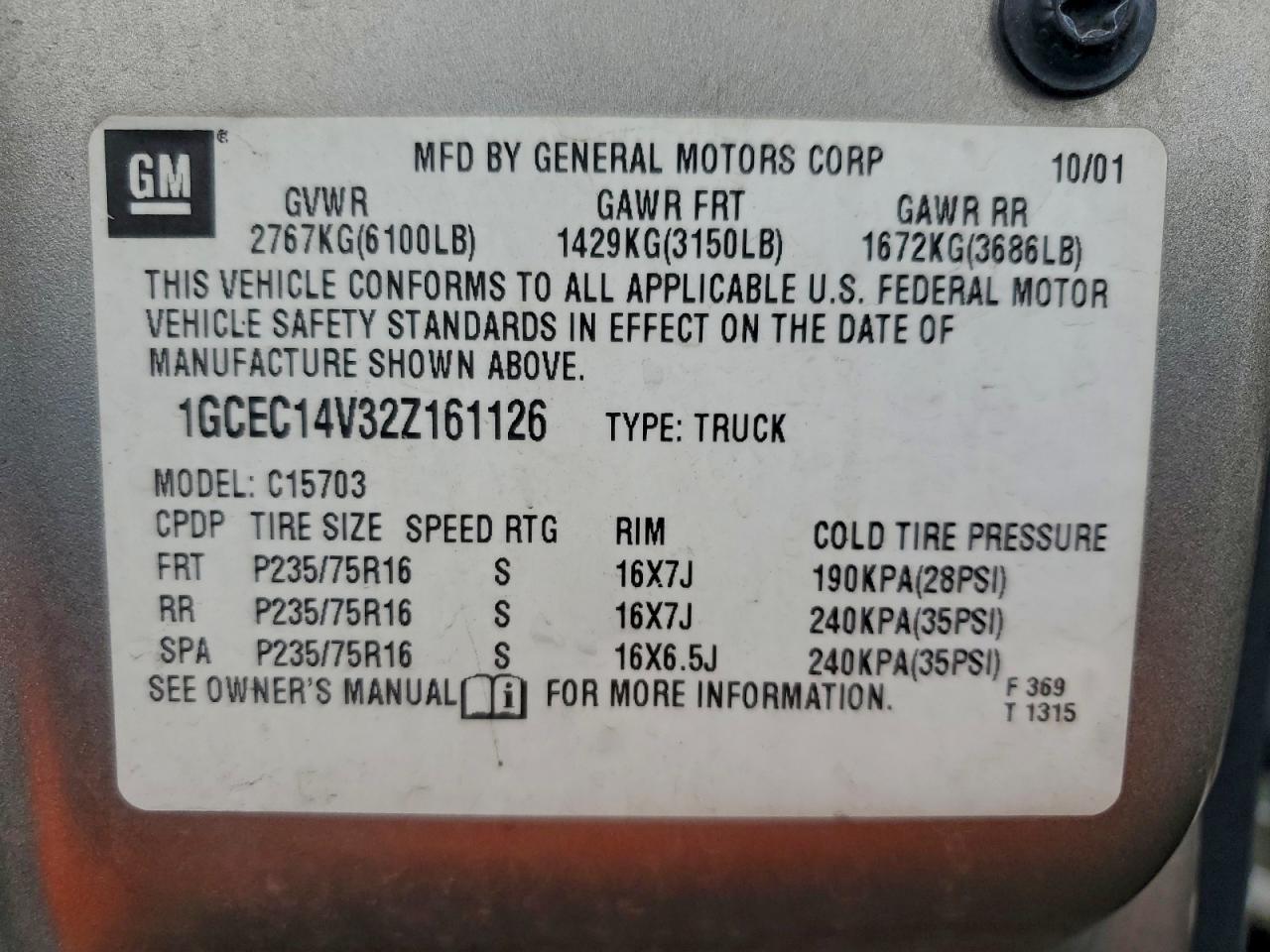 2002 CHEVROLET SILVERADO C1500 photo 12
