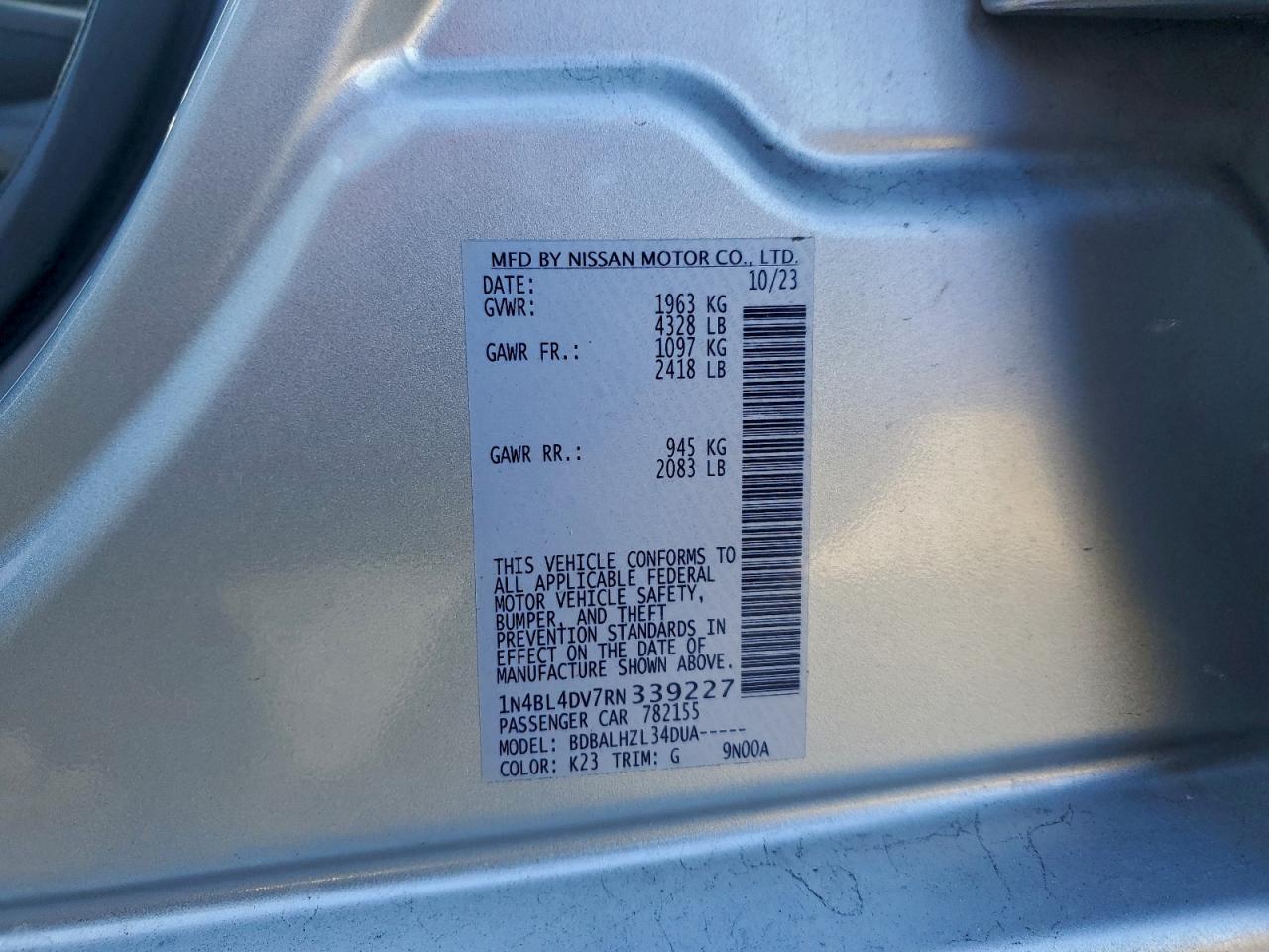 2024 NISSAN ALTIMA SV photo 13