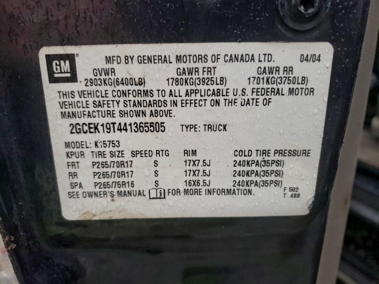 2004 CHEVROLET SILVERADO K1500 photo 13