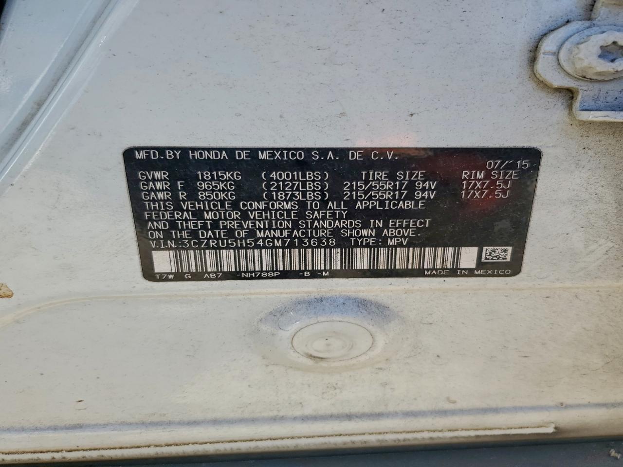 2016 HONDA HR-V EX photo 13