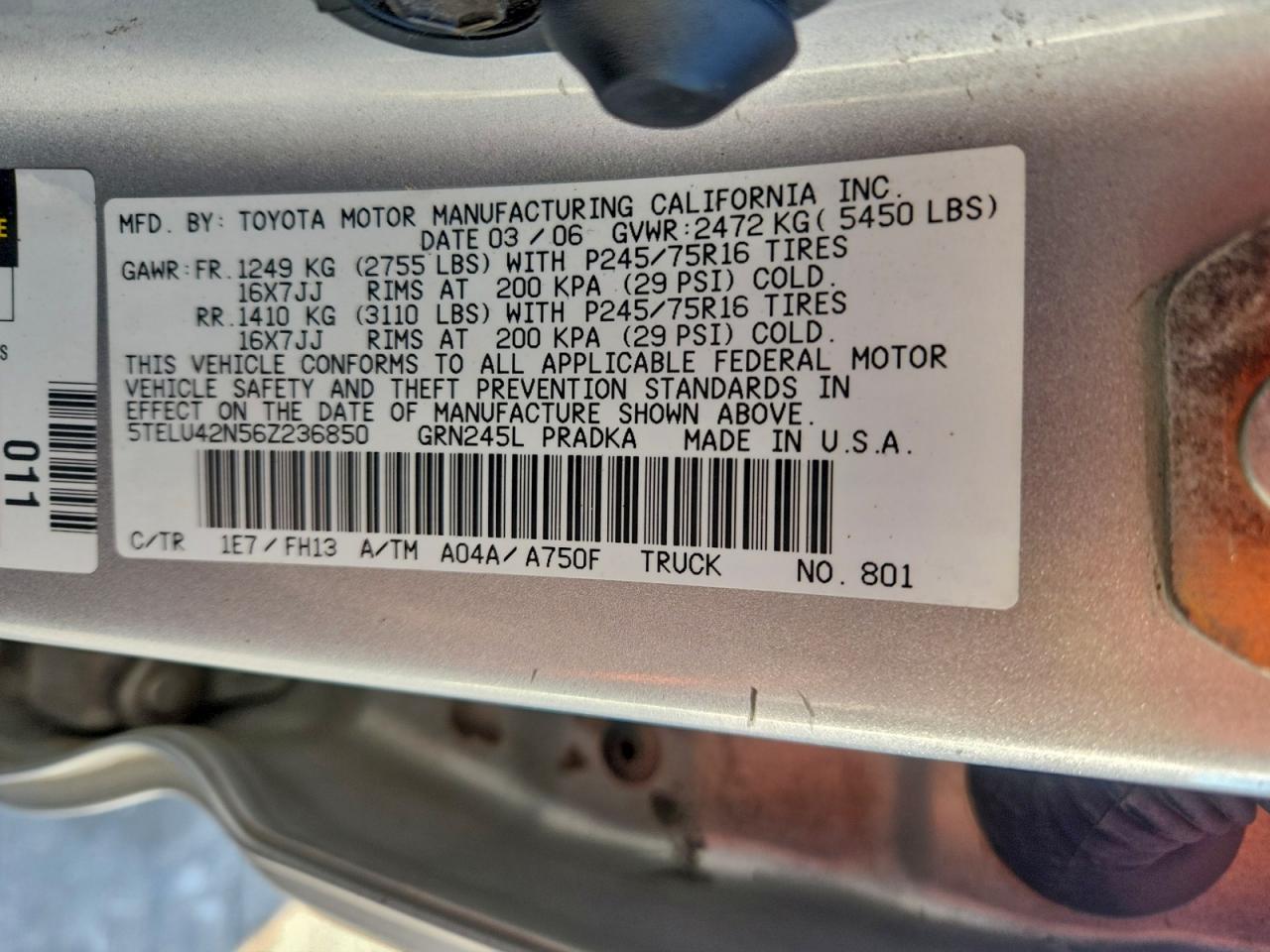 2006 TOYOTA TACOMA DOUBLE CAB photo 12