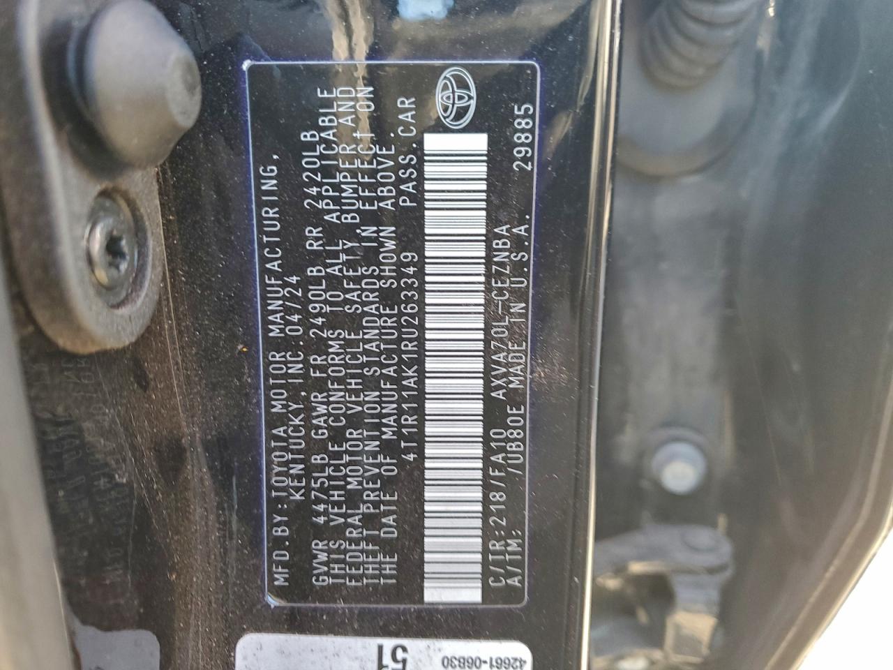 2024 TOYOTA CAMRY LE photo 12