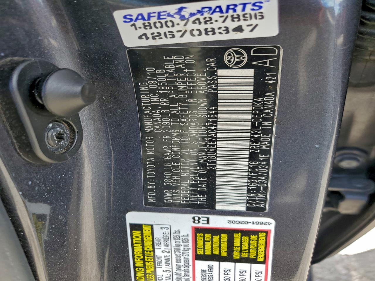 2010 TOYOTA COROLLA BASE photo 13
