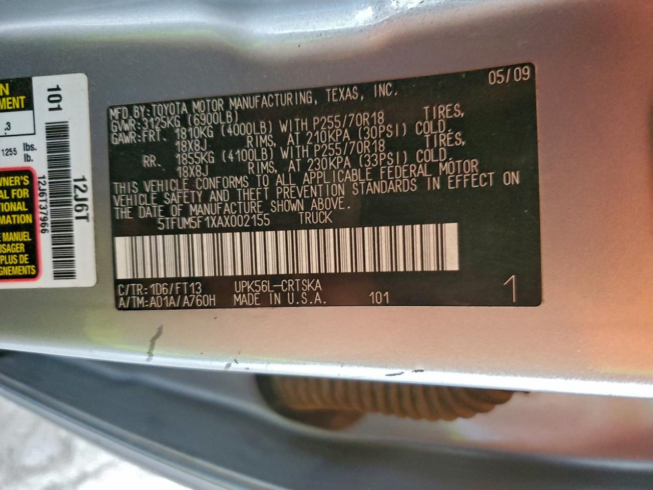 2010 TOYOTA TUNDRA DOUBLE CAB SR5 photo 12
