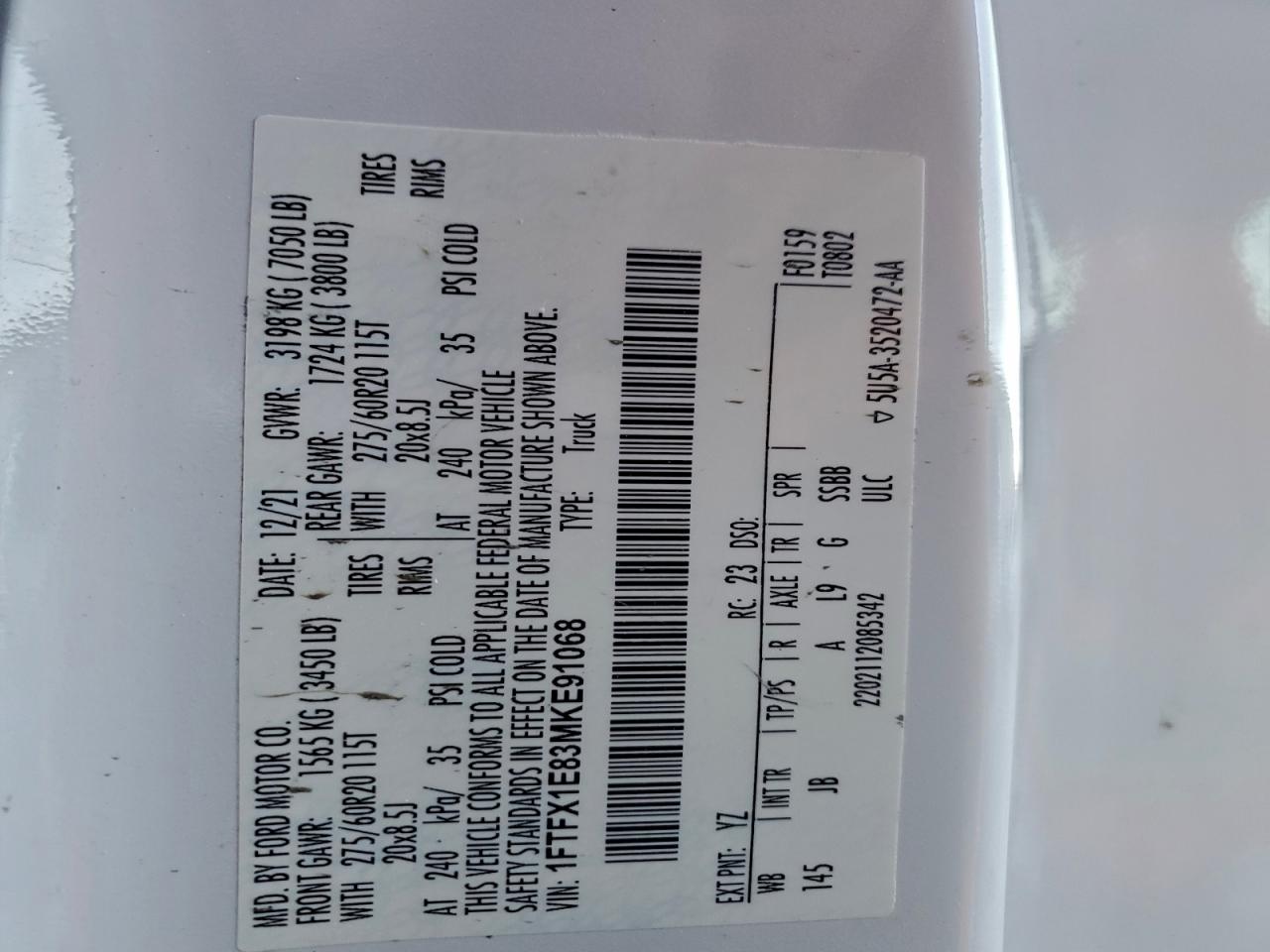 2021 FORD F150 SUPER CAB photo 12