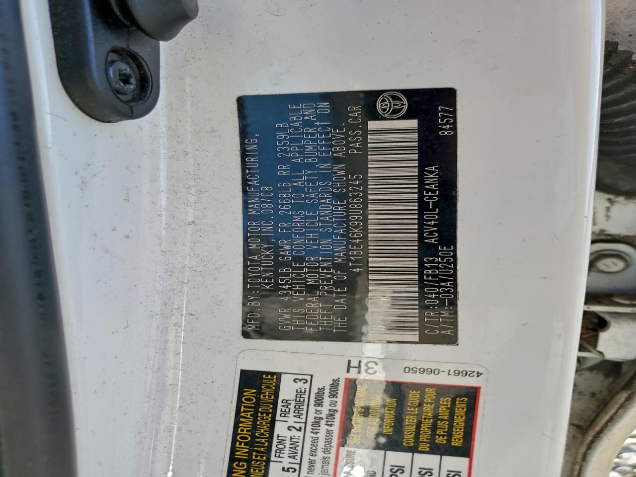 2009 TOYOTA CAMRY BASE photo 12