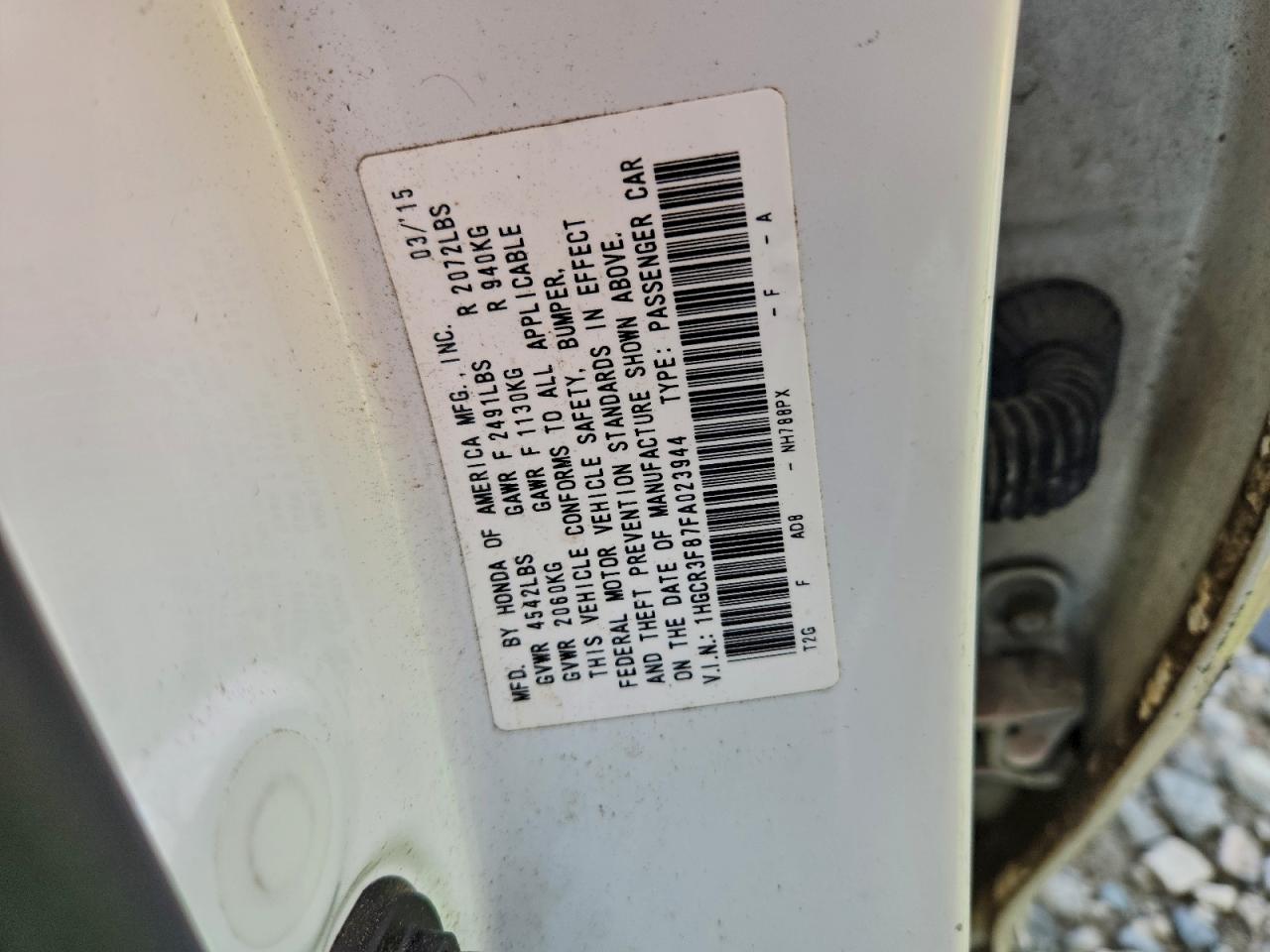 2015 HONDA ACCORD EXL photo 12