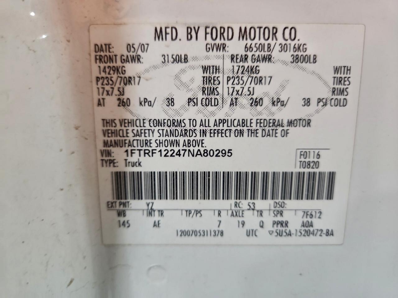 2007 FORD F150 photo 12