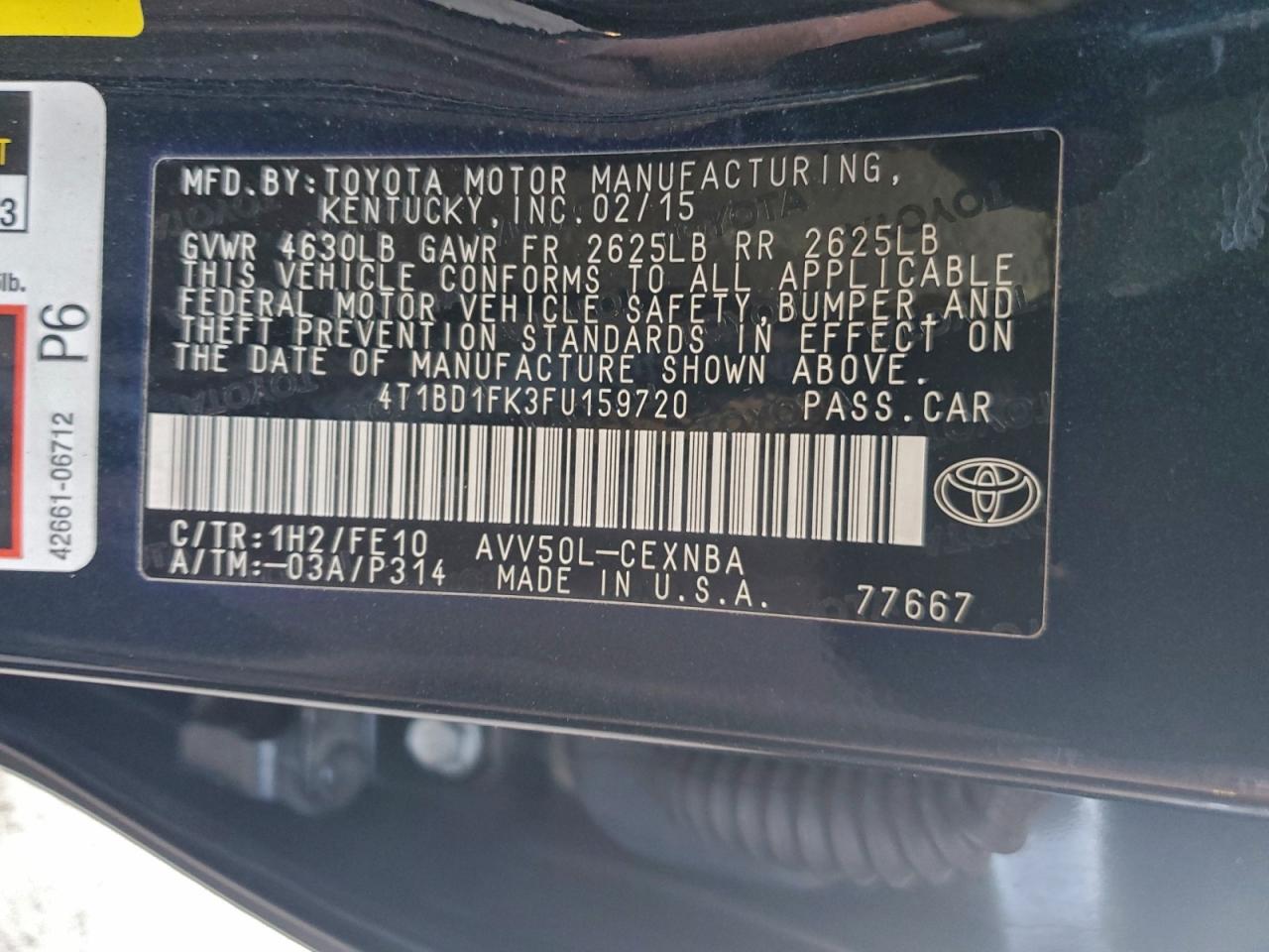 2015 TOYOTA CAMRY HYBRID photo 12