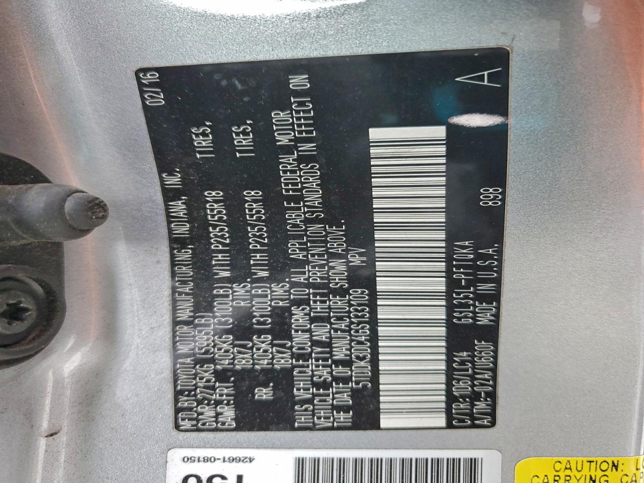 2016 TOYOTA SIENNA XLE photo 14