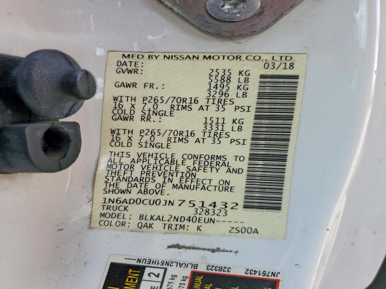 2018 NISSAN FRONTIER SV photo 12