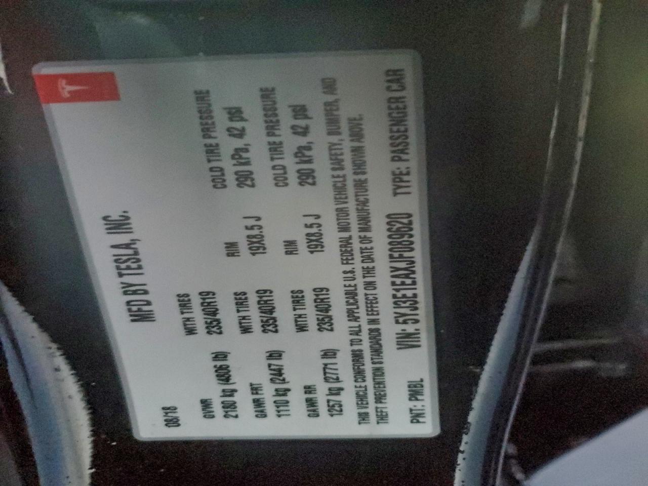 2018 TESLA MODEL 3 photo 12