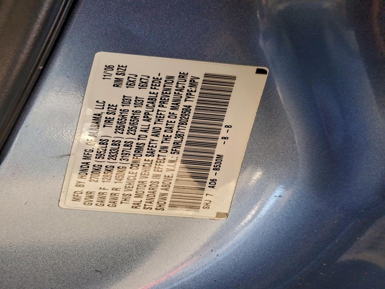 2007 HONDA ODYSSEY EXL photo 13