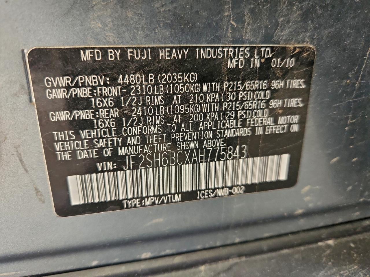 2010 SUBARU FORESTER XS photo 25