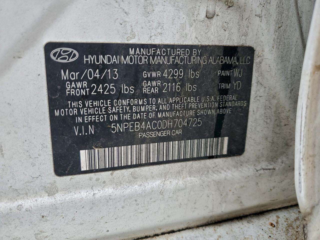 2013 HYUNDAI SONATA GLS photo 13