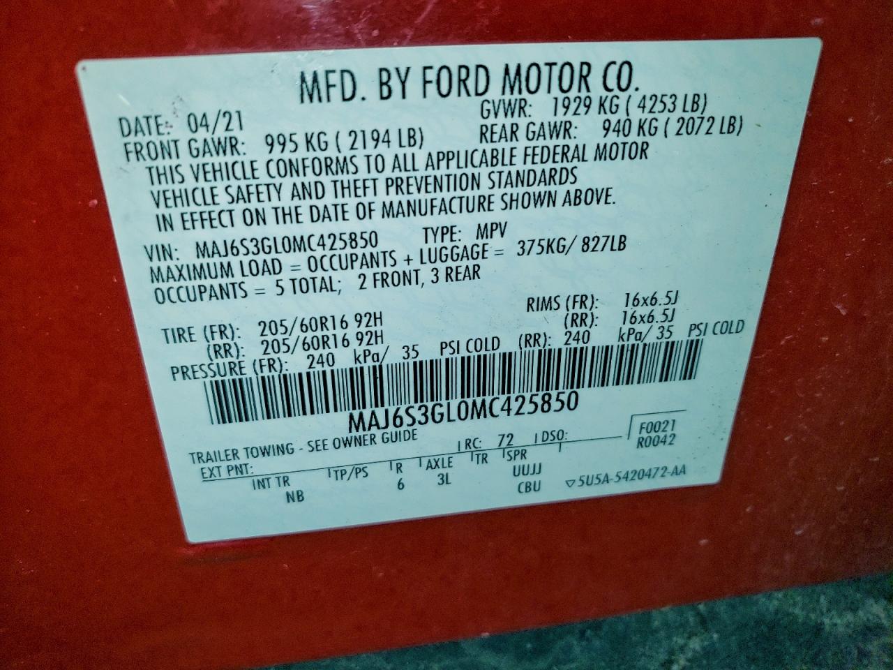 2021 FORD ECOSPORT SE photo 25