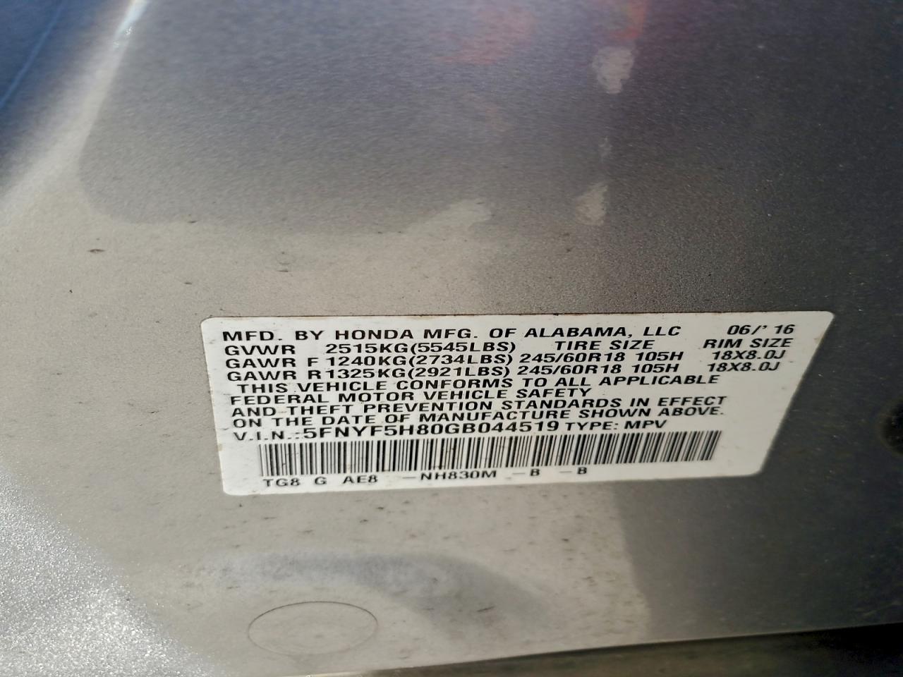 2016 HONDA PILOT EXL photo 13