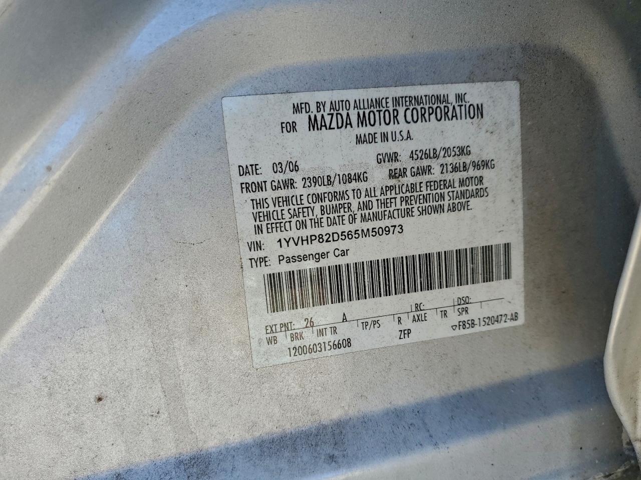 2006 MAZDA 6 S photo 12