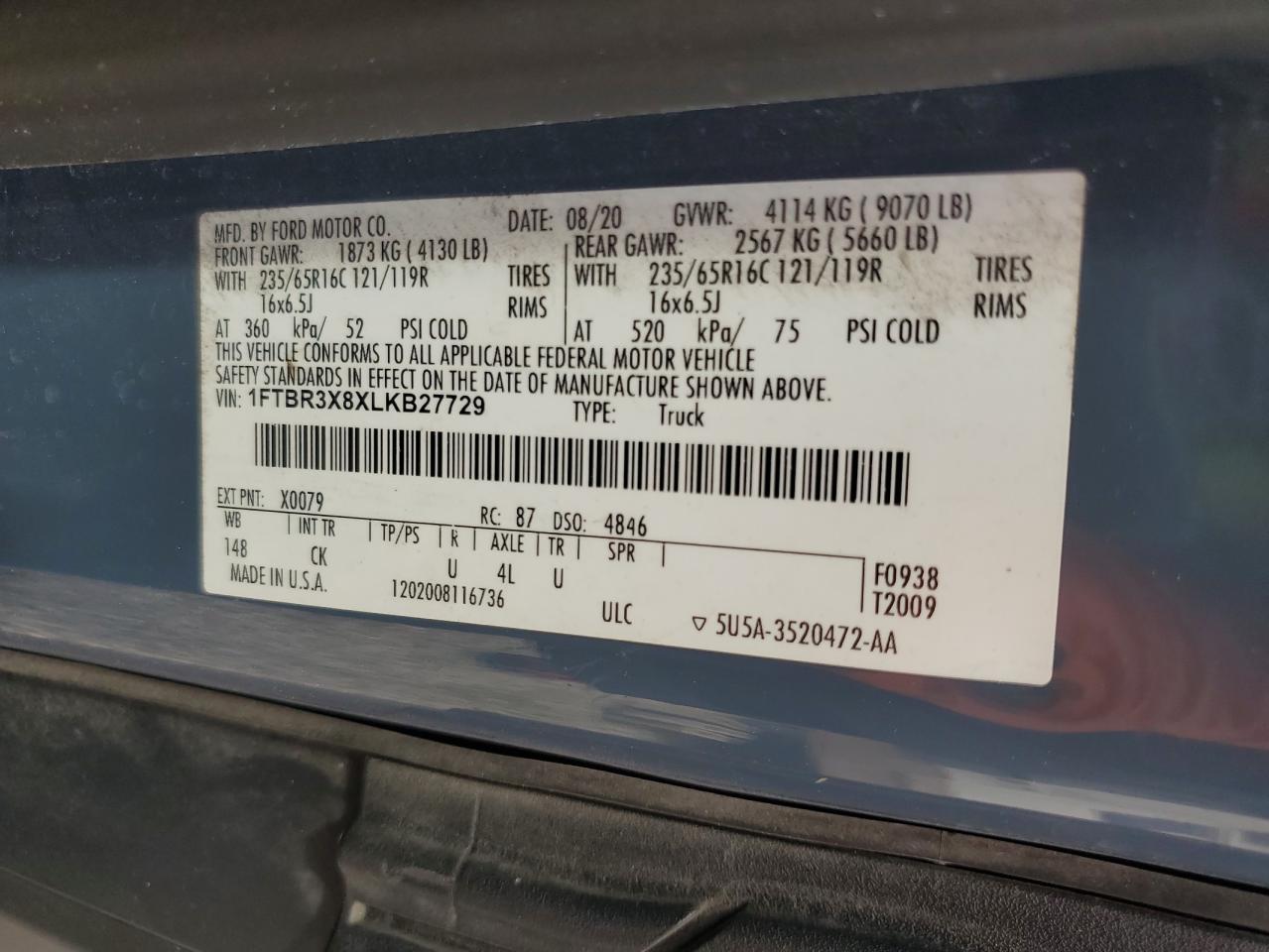 2020 FORD TRANSIT T-250 photo 13