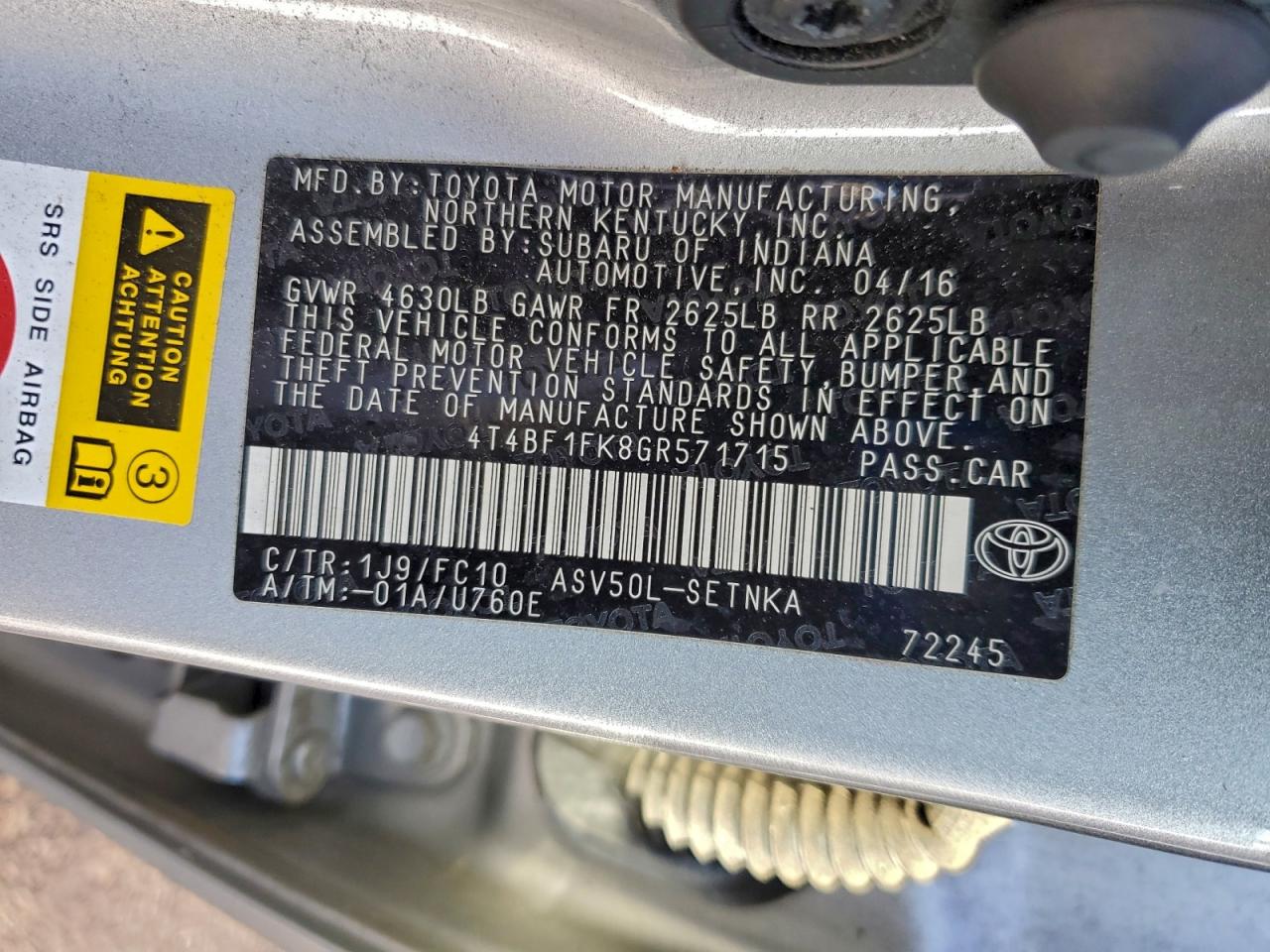 2016 TOYOTA CAMRY LE photo 13