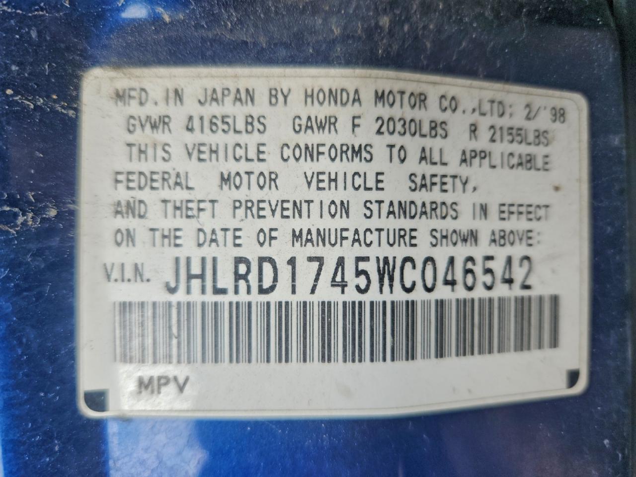 1998 HONDA CR-V LX photo 13