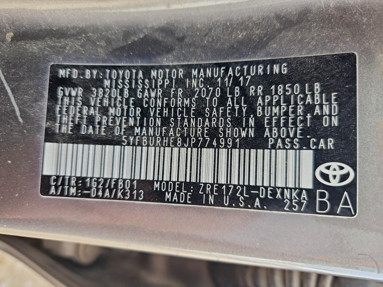 2018 TOYOTA COROLLA L photo 12