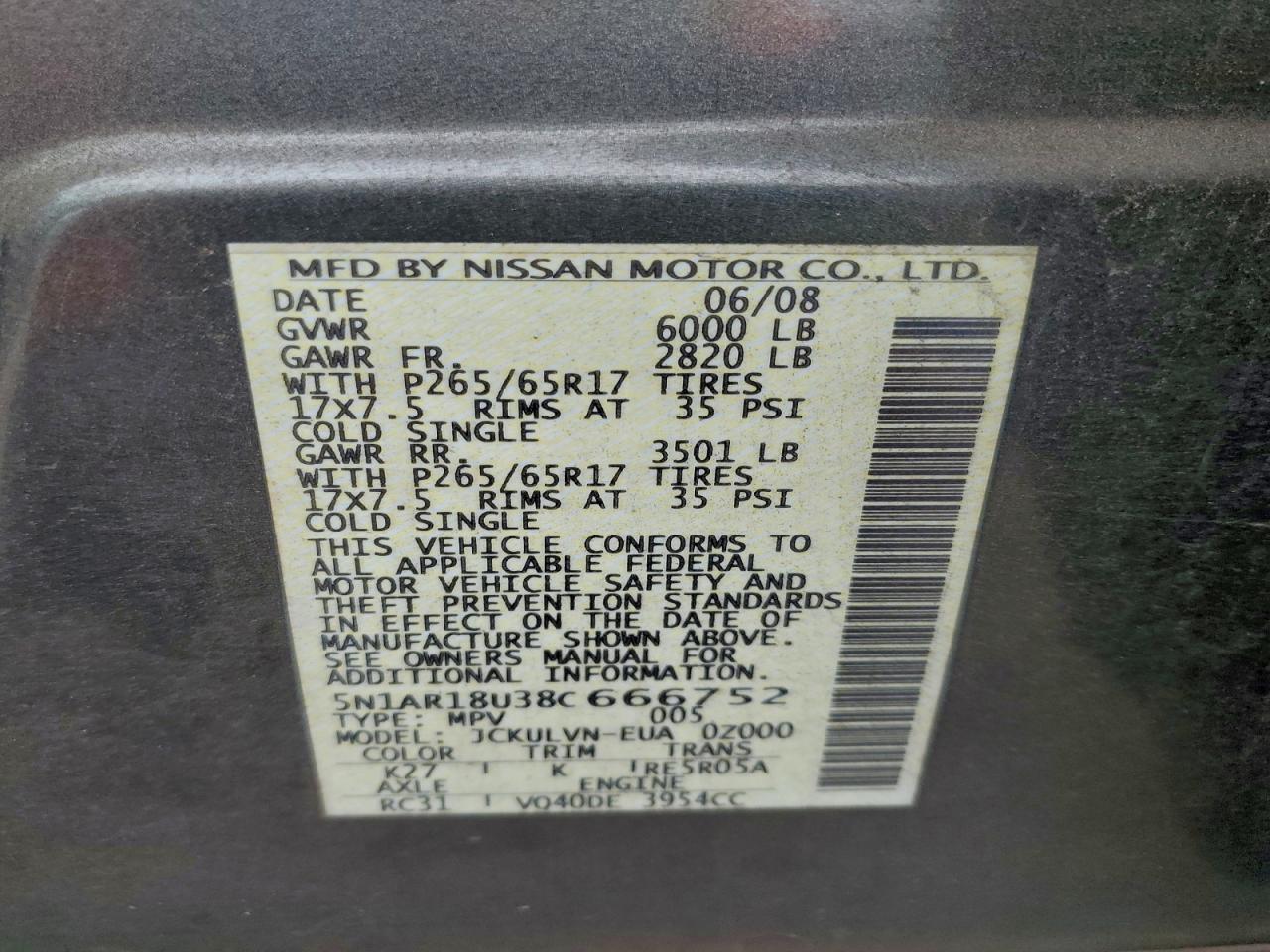 2008 NISSAN PATHFINDER S photo 13