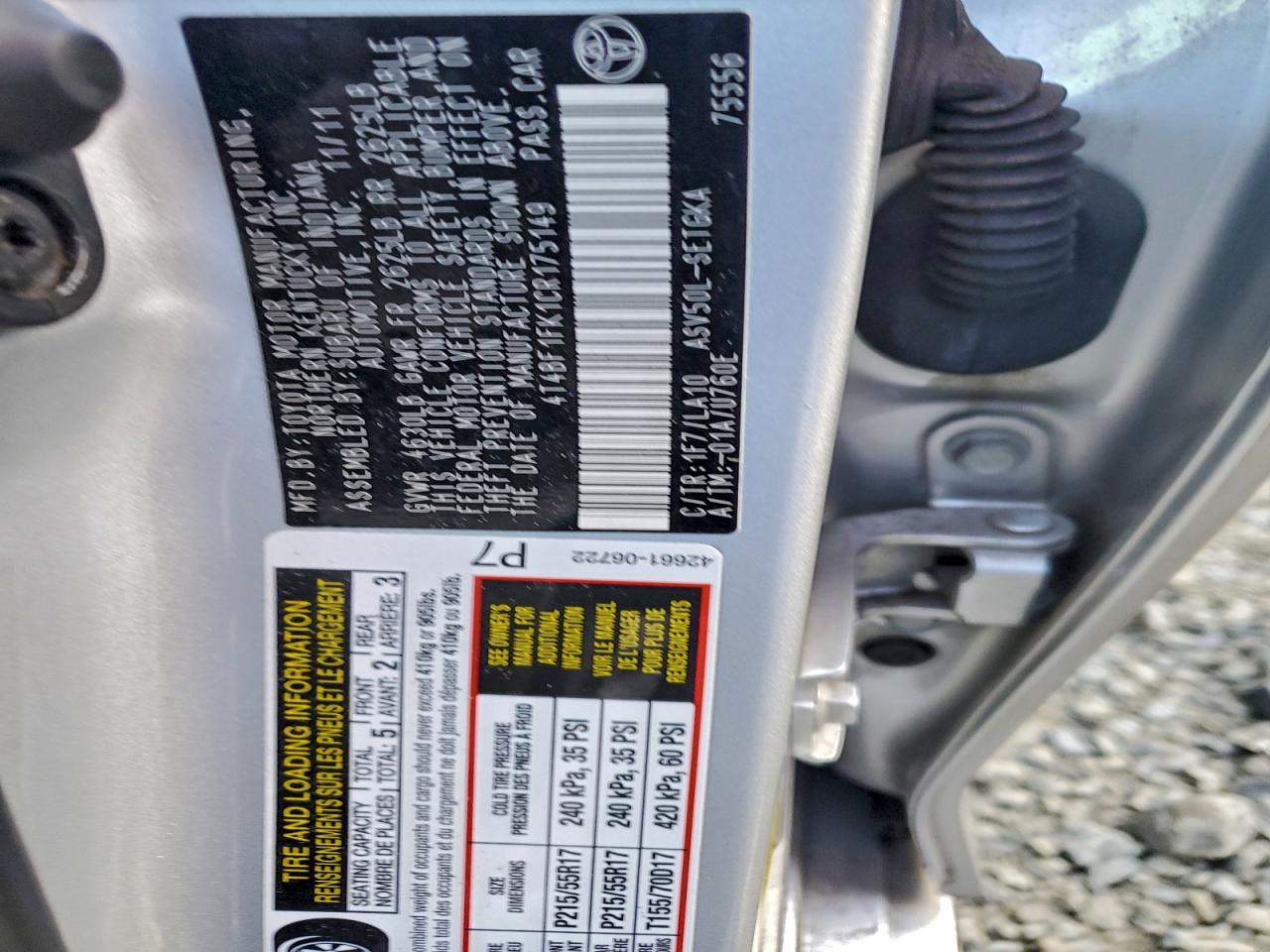2012 TOYOTA CAMRY BASE photo 12