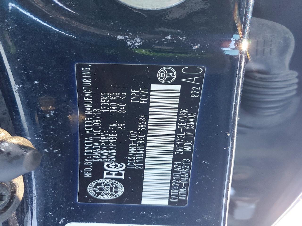 2019 TOYOTA COROLLA L photo 12