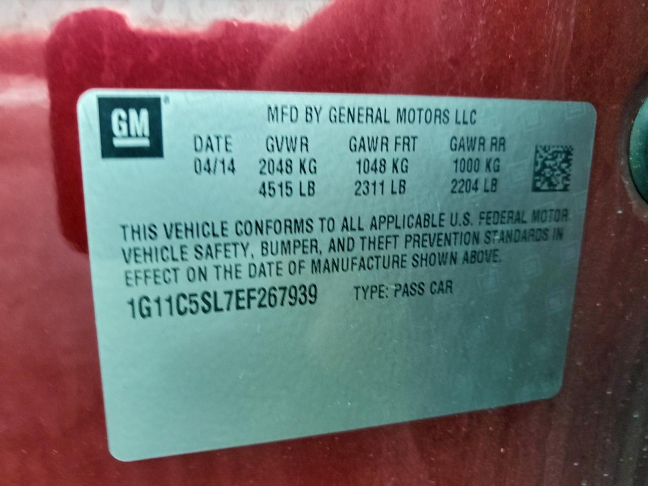 2014 CHEVROLET MALIBU 1LT photo 12