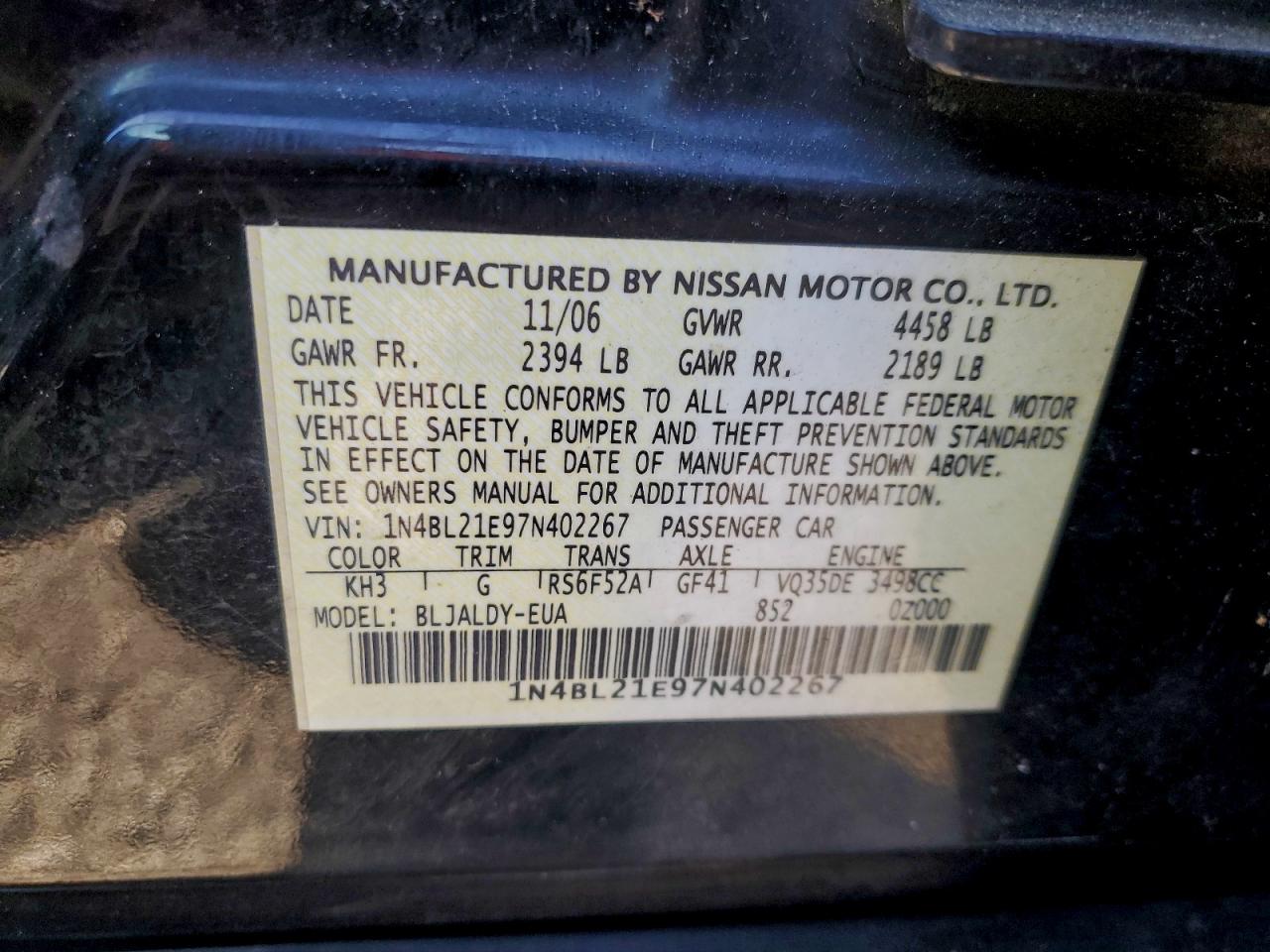 2007 NISSAN ALTIMA 3.5SE photo 13