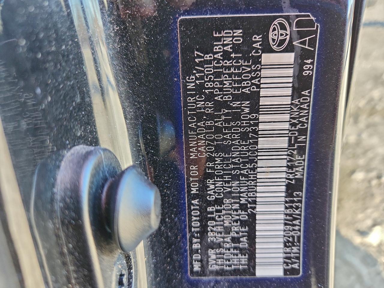 2018 TOYOTA COROLLA L photo 12