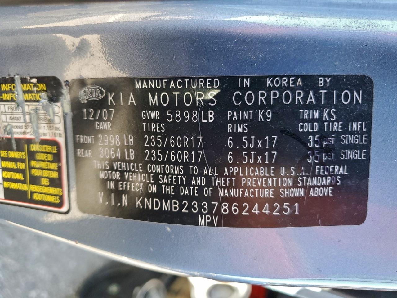 2008 KIA SEDONA EX photo 13