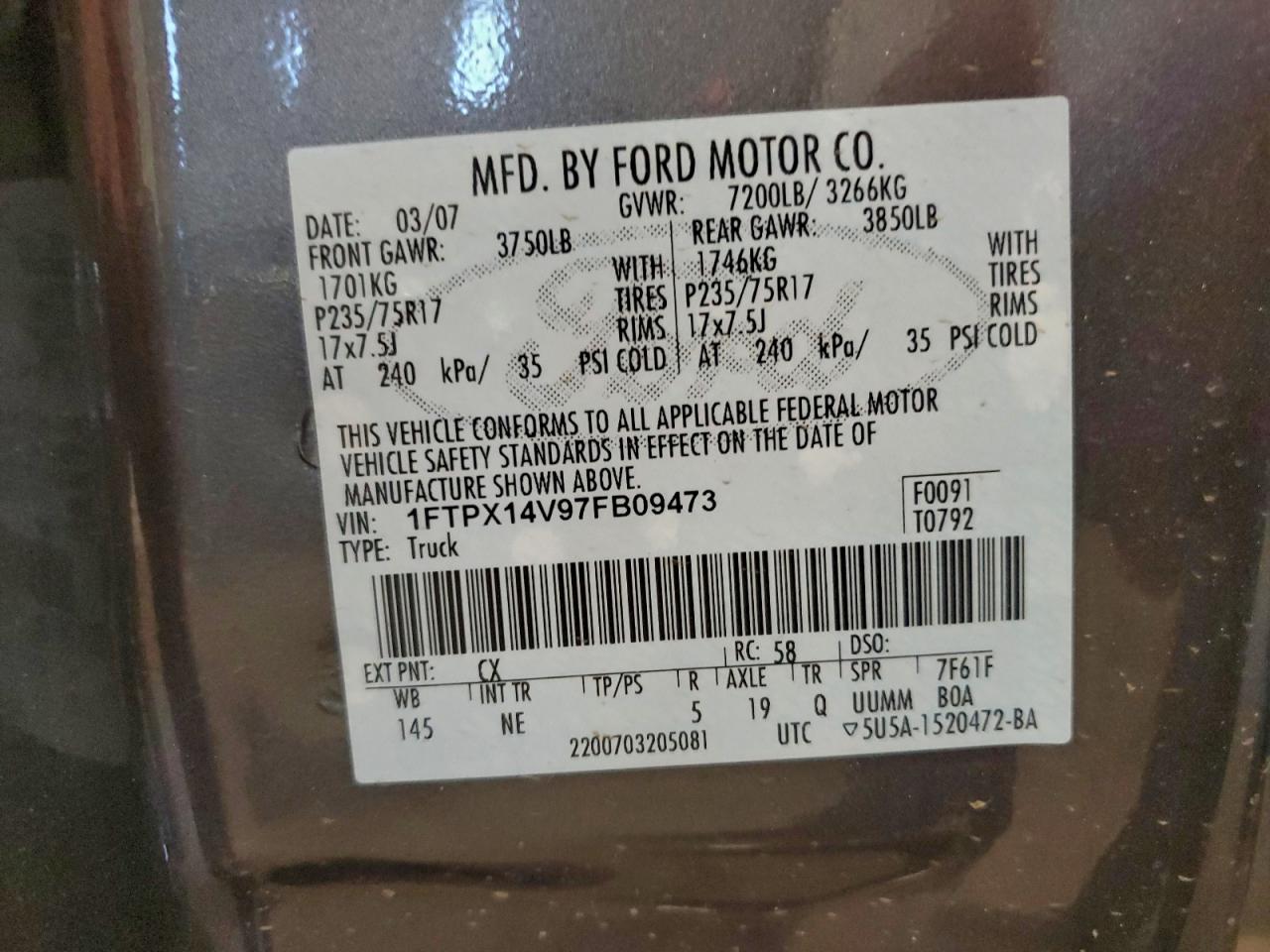 2007 FORD F150 photo 12