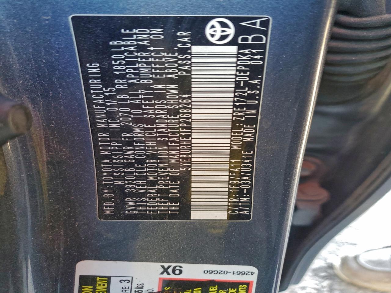 2015 TOYOTA COROLLA L photo 12