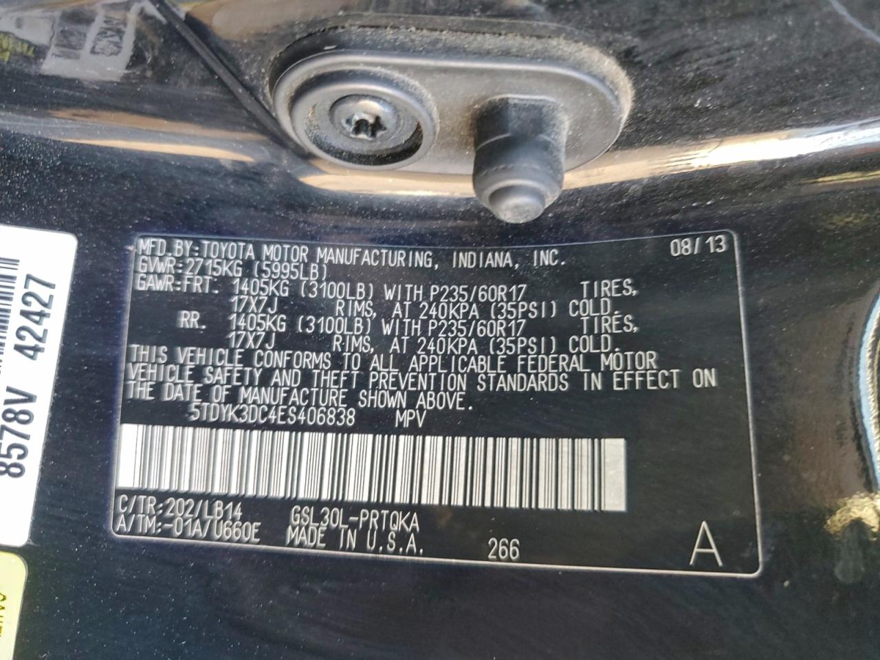 2014 TOYOTA SIENNA XLE photo 12