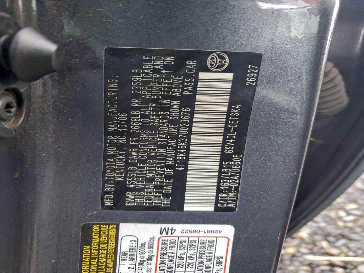 2007 TOYOTA CAMRY LE photo 12