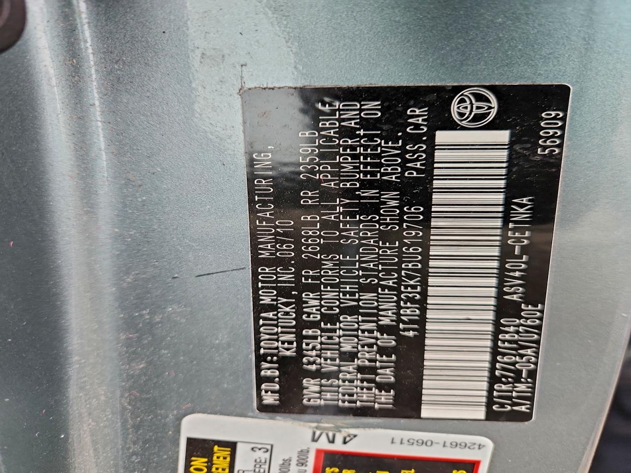 2011 TOYOTA CAMRY BASE photo 23