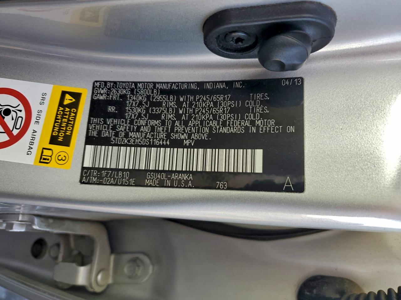 2013 TOYOTA HIGHLANDER BASE photo 14