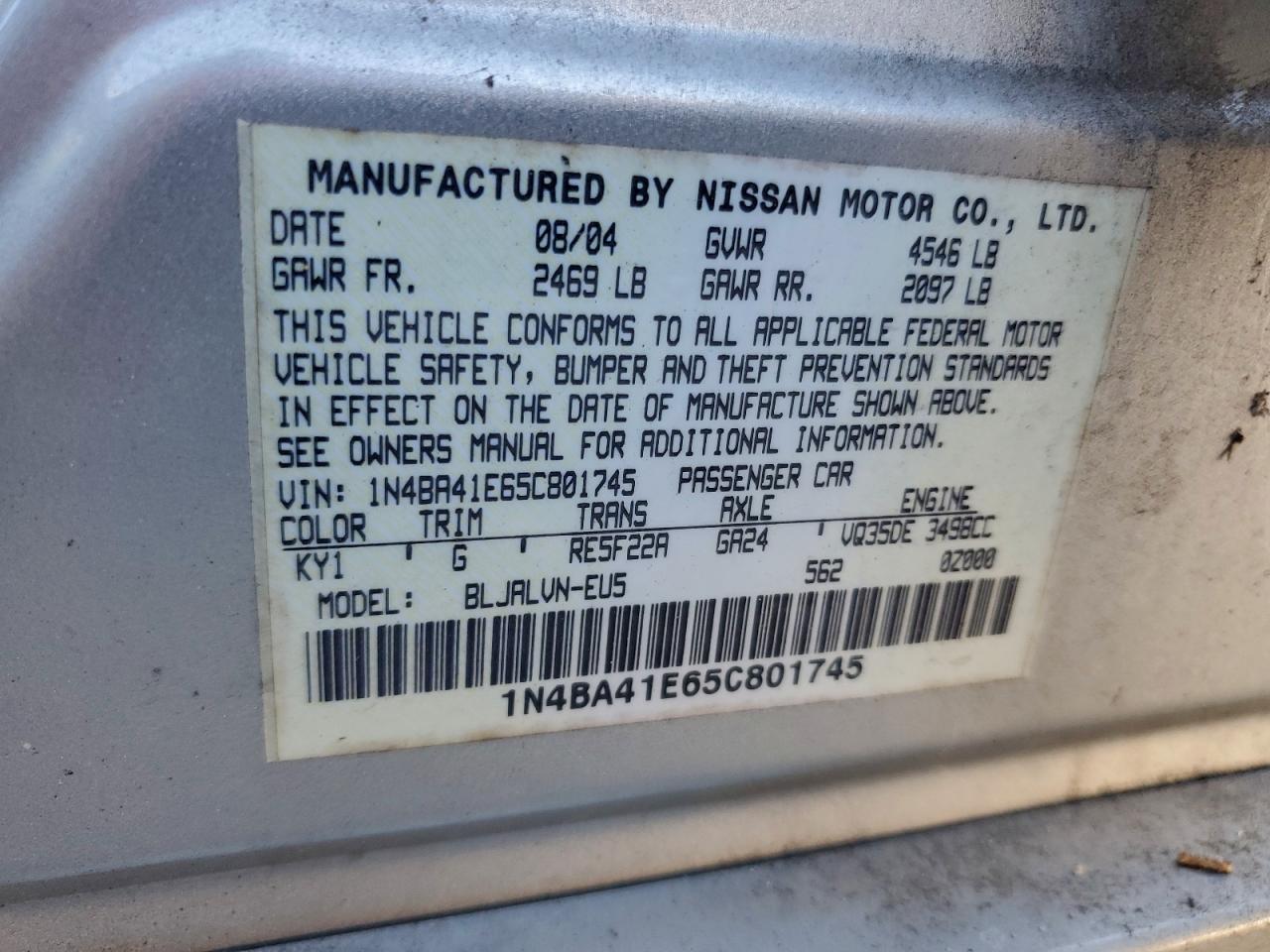 2005 NISSAN MAXIMA SE photo 12
