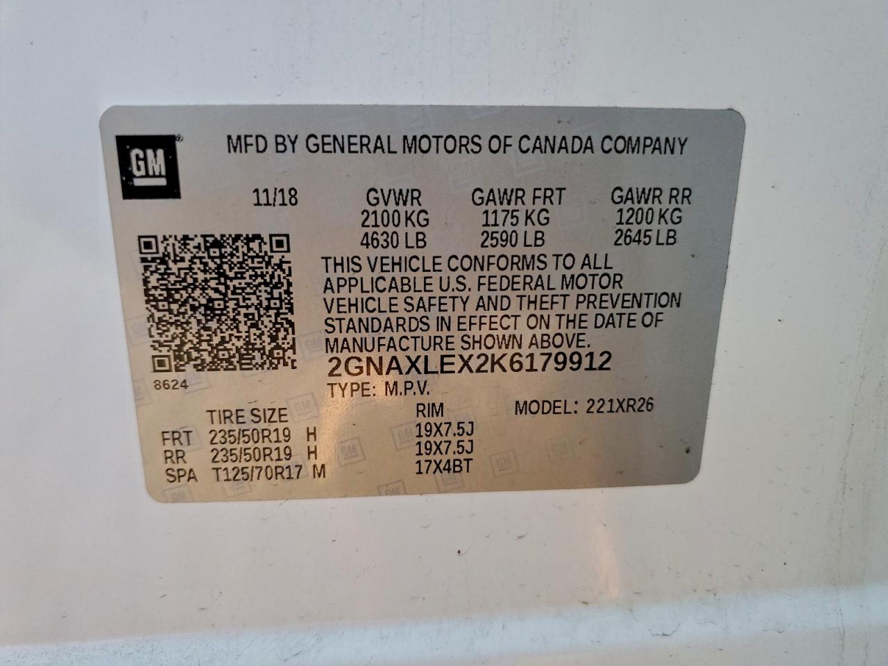 2019 CHEVROLET EQUINOX LT photo 14